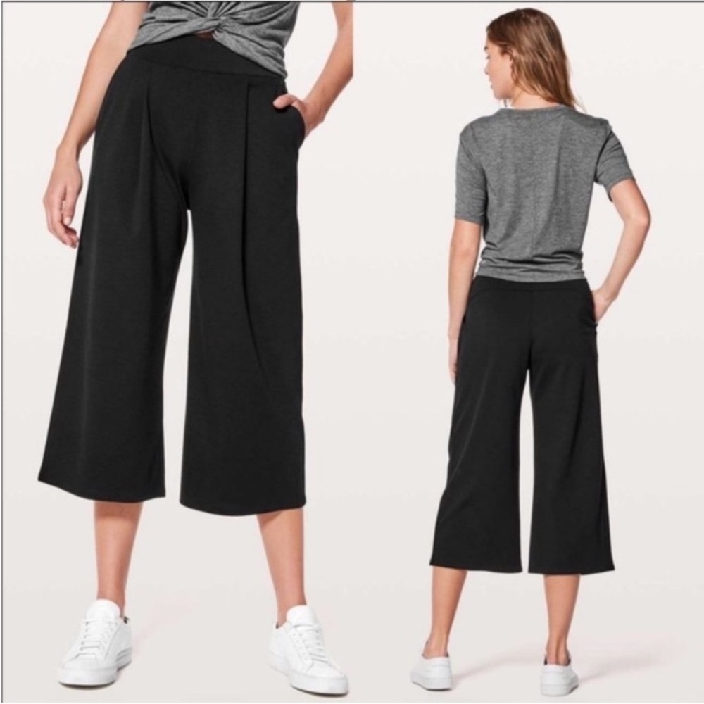 lululemon athletica Black Cropped Wide-Leg Pants